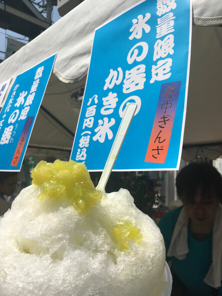 「 氷の器に盛りつけられたかき氷」
