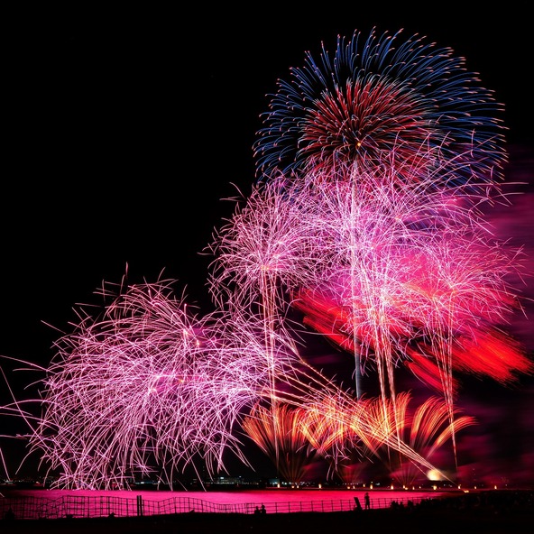 満開の花火が夜空を彩ります