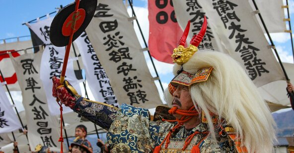 「川中島合戦戦国絵巻」の様子