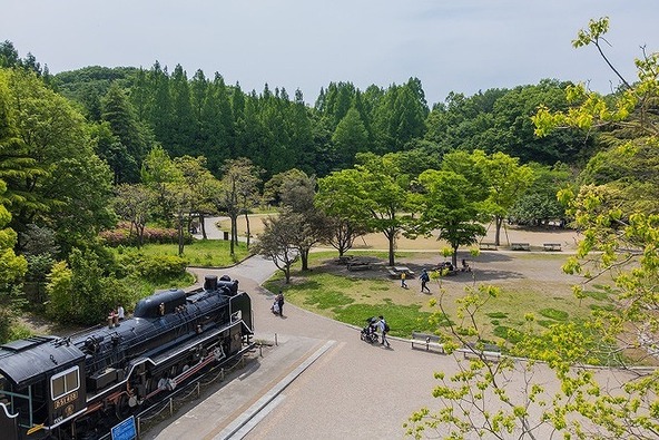 生田緑地内に展示されているD51形蒸気機関車(通称デゴイチ)