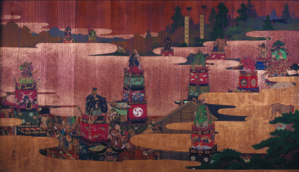 社殿に残る「祭礼山車行列額絵」