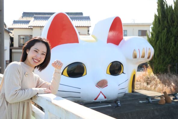 巨大招き猫「とこにゃん」と一緒に記念撮影♪