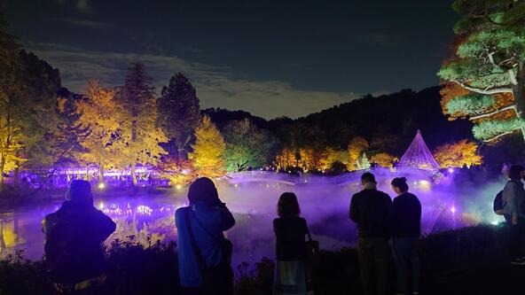 池のまわりの木々をライトアップするほか、幻想的な雲海の演出も♪
