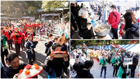 地域の初冬の風物詩♪花笠踊りと物産展
