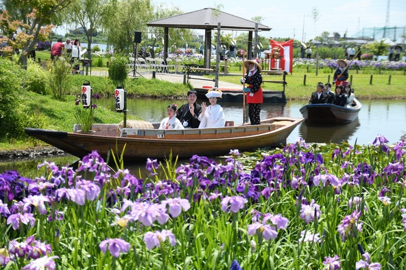 あやめ祭り期間中に行われる嫁入り舟