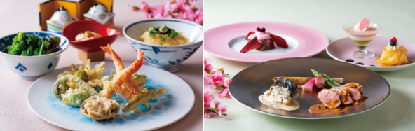 ランチコース「桃の宴」 6,500円/ スプリングコース~ひなまつり~ 5,200円(サービス料・税金込)