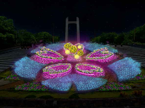 噴水前花壇ライトアップ(イメージ)