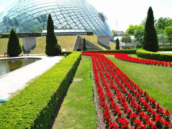 直径約50m、高さ約21mの巨大なガラス温室「フラワードーム」
