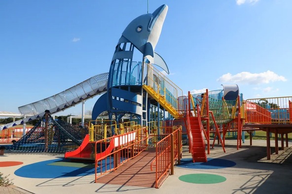 大芝生広場にある遊具「スカイドルフィン」