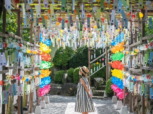ずらりと並ぶ風鈴から聞こえる音色に、夏の訪れを感じられますよ