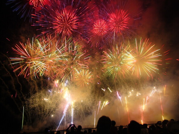 渡良瀬川と夜空を彩る約2万発の花火