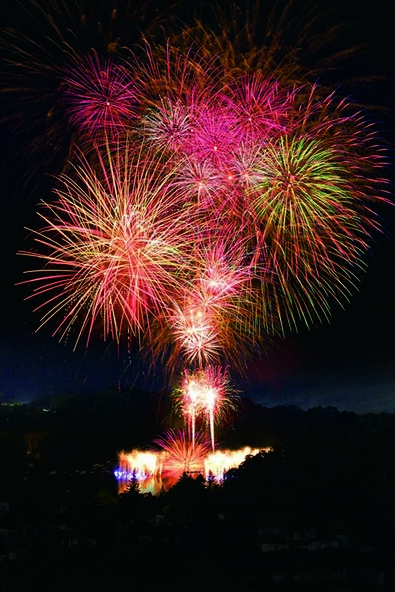 夏の夜を彩る約1,000発の花火は迫力満点!
