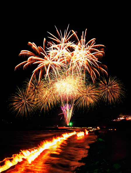 大輪の花火が夜空いっぱいに広がる迫力の光景