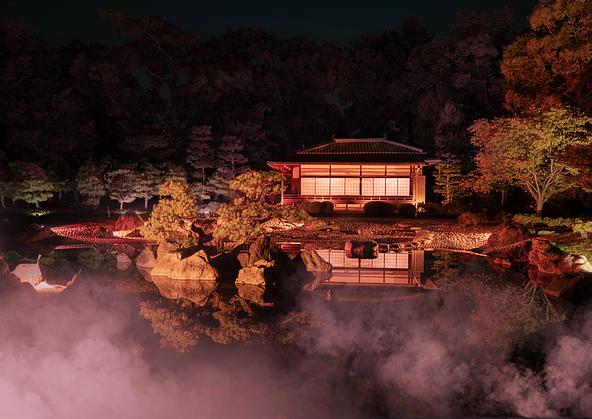 内堀「意匠の綴」—寛永期の意匠や御所染から着想した色彩が広がるアート演出