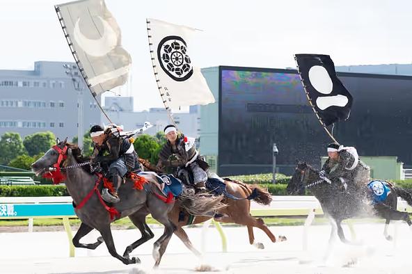 大井で披露される相馬野馬追の甲冑競馬