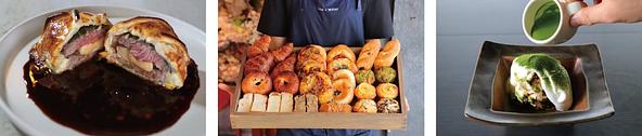 パンケーキや抹茶のティラミスなど和素材のデザート一例