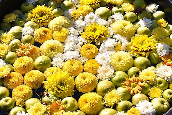 りんごの花手水