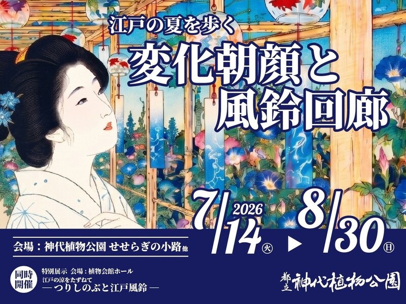 変化朝顔と風鈴が涼を誘う「江戸の夏」 調布市の「神代植物公園」で7月開催