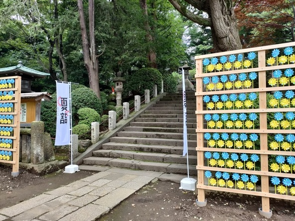 写真は「かざぐるま飾り」の様子。「願掛けかざぐるま」はかわいらしいミニサイズ（1つ200円）