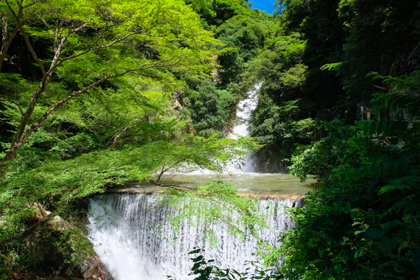 豊かな緑に囲まれた「布引の滝 雌滝」（画像提供：Gengorou / PIXTA）