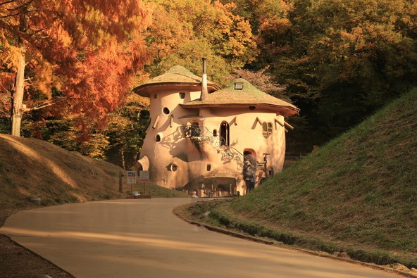紅葉に囲まれた「きのこの家」（画像提供：Ran / PIXTA）