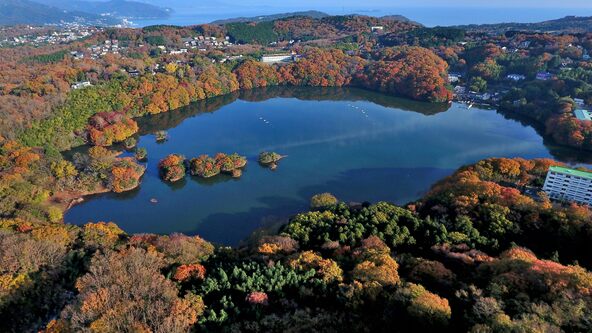 秋の一碧湖（画像提供：伊東市）