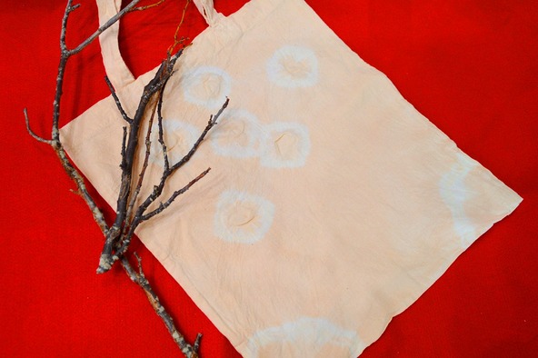 園内の梅の枝を使った紅梅の草木染（作品イメージ）