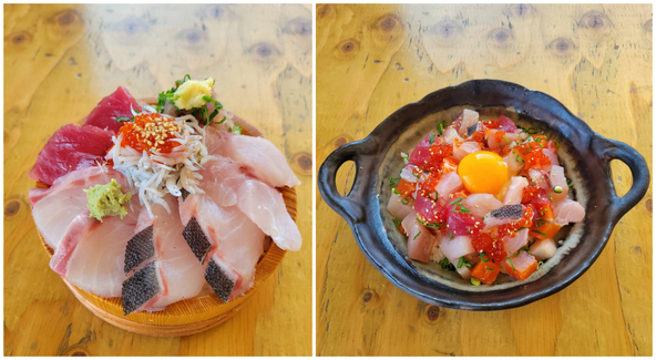 （左から）「イシダイの戴冠丼」2,508円、「イシダイの宝石飯」2,068円 