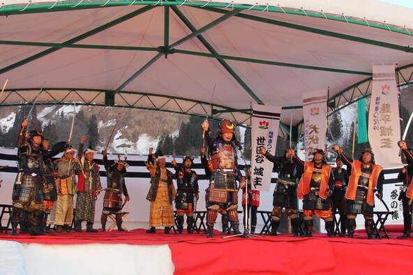 「越後まつだい冬の陣出陣式」の様子