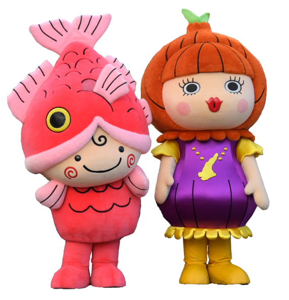 公式ゆるキャラ「たい坊やん」と「淡路タマ子さん」