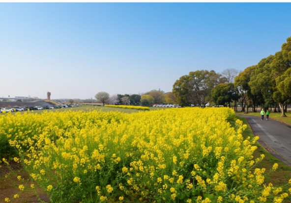 一面に広がる菜の花に子供も思わずうっとり♪