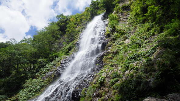 日本の滝100選に選ばれている落差98ｍの名瀑「天滝」