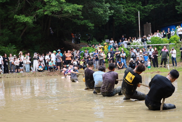 毎年人気のイベント「田んぼの綱引き」