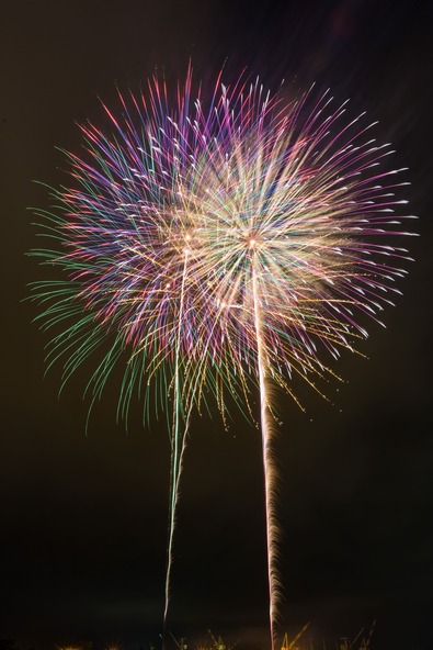 大空に打ち上がる色とりどりの花火が会場を盛り上げます