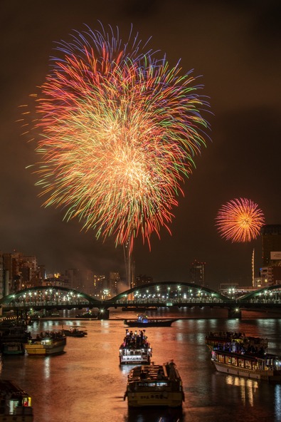 夜空を七色に彩る花火はどれも迫力満点！ （写真提供：台東区）