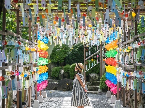 ずらりと並ぶ風鈴から聞こえる音色に、夏の訪れを感じられますよ