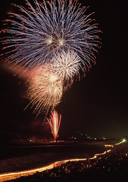 大輪の花火が夜空いっぱいに広がる迫力の光景に子供も感動！