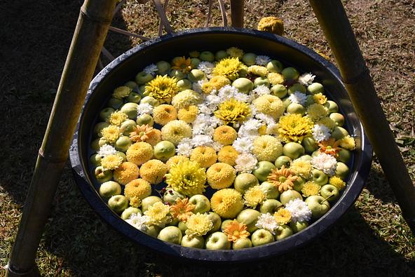 りんごの花手水